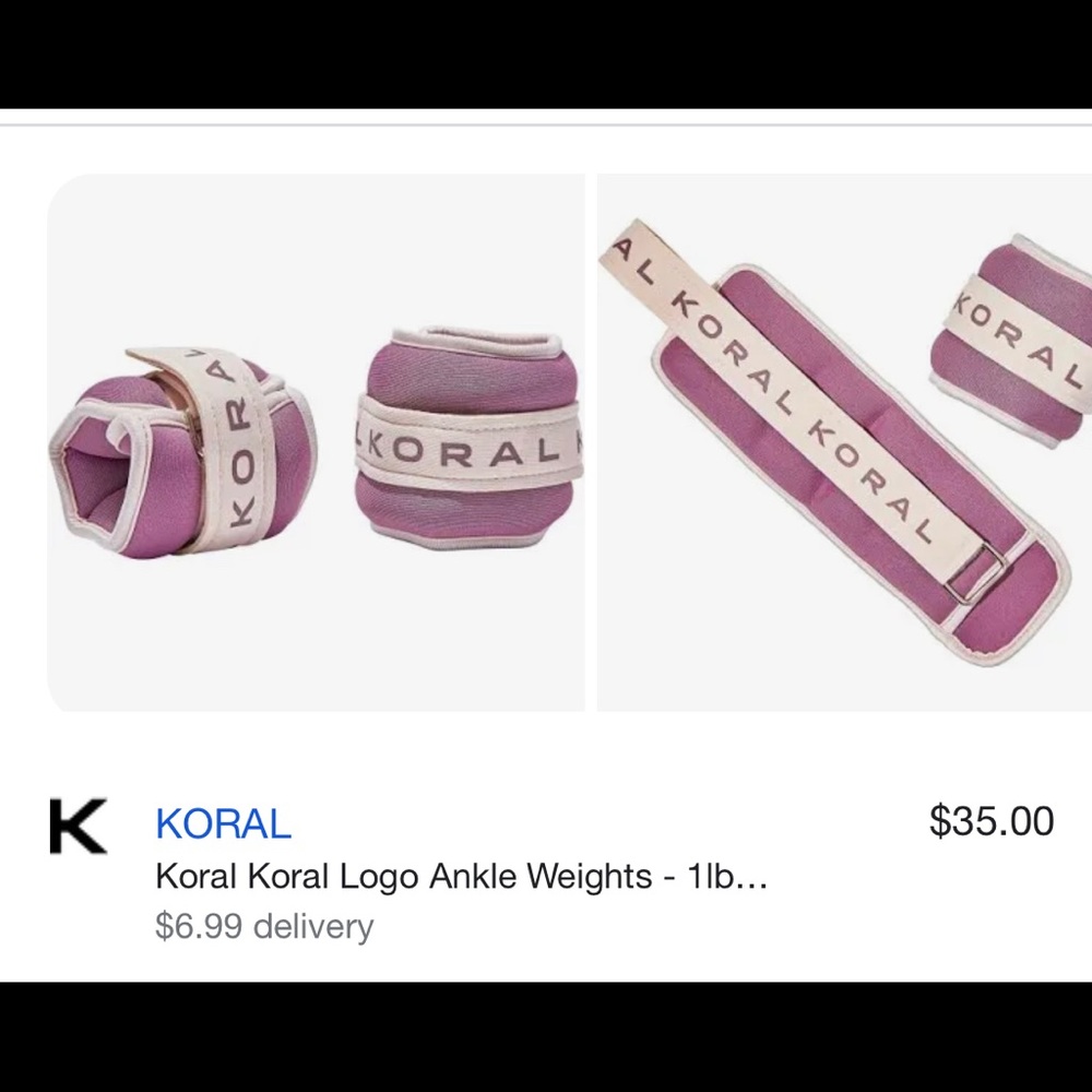 Koral Ankle weights 1lb each with carry bag BN